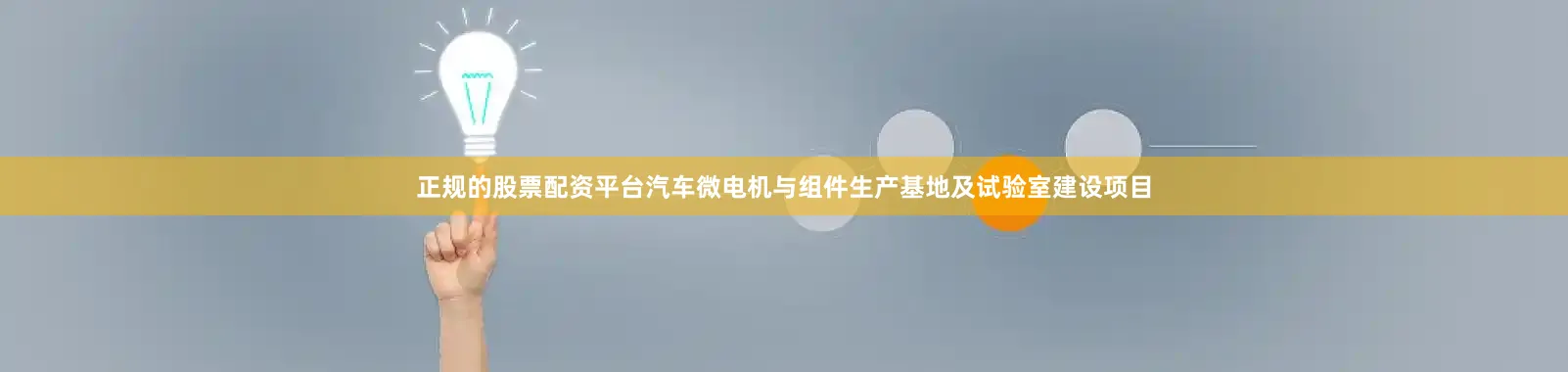 正规的股票配资平台汽车微电机与组件生产基地及试验室建设项目